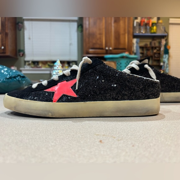 GOLDEN GOOSE Super-Star distressed glittered leather suede slip-on sneakers 41 - Picture 17 of 17